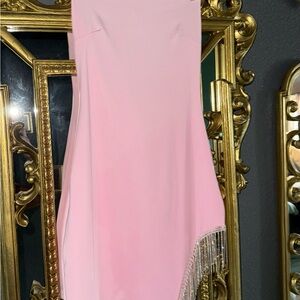 Fashion Nova Borrowed Hearts Pink mini Dress with rhinestone Fringe Detail